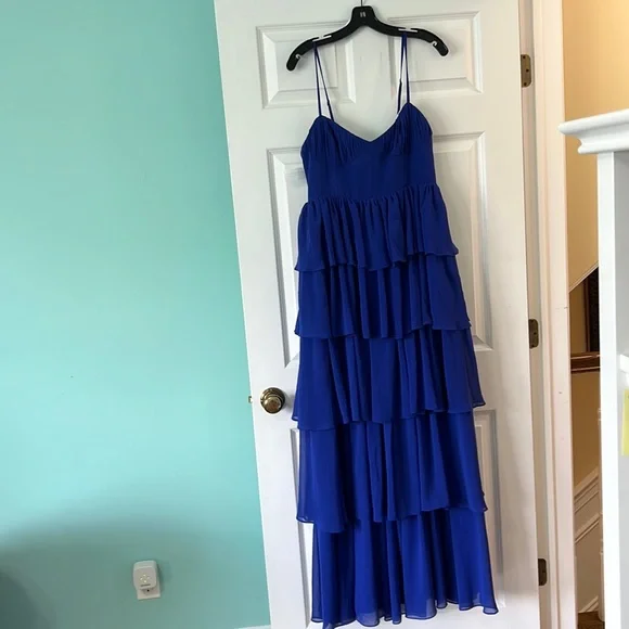 Fame and Partners | Dresses | Nwt Fame And Partners Layla Dress Cobalt Blue  Light Georgette Size 2 Prom | Poshmark